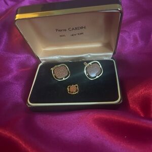 Vintage Pierre Cardin Cufflinks and Tie Tack Set in Box